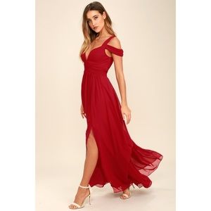 NWT Lulus Ocean of Elegance Wine Red Maxi Dress